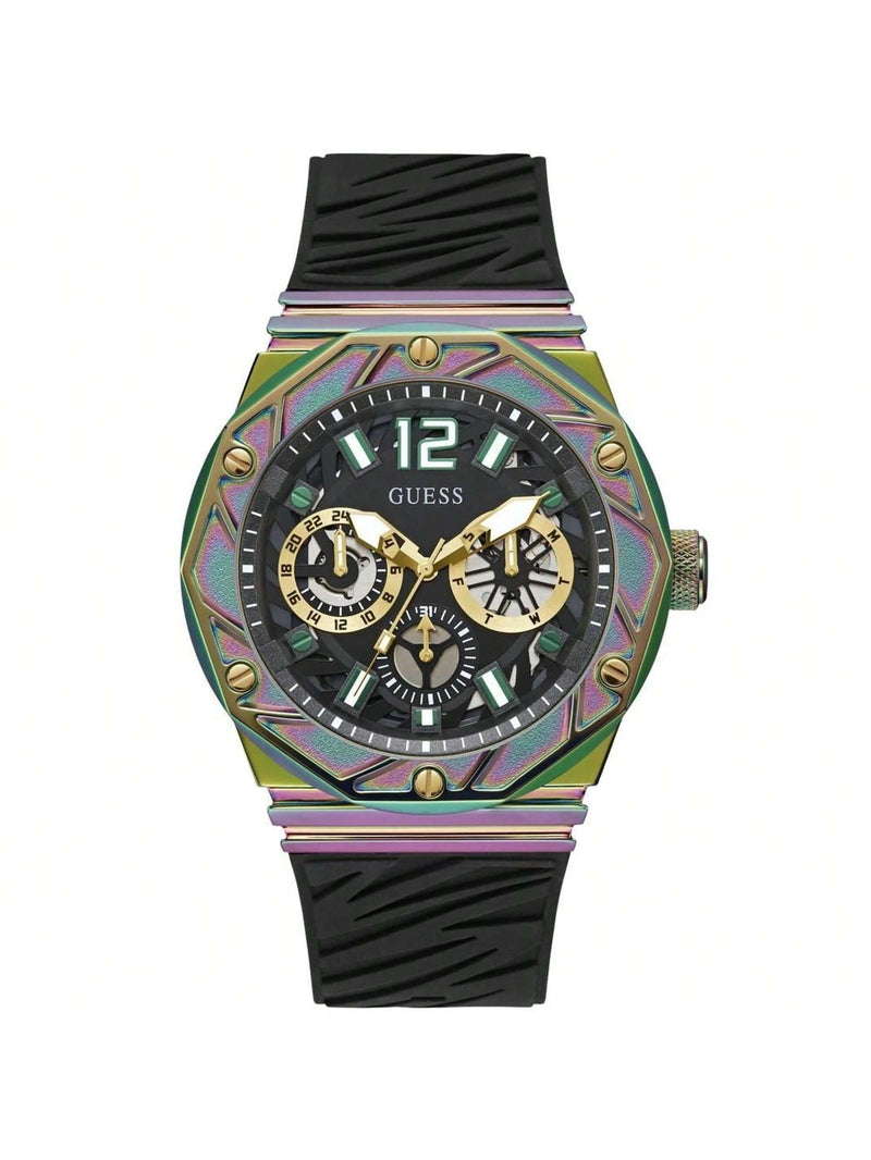 Guess Men's Classic GW0634G3 Strap Black Dial Quartz Movement Buckle Clasp 46mm Round Watch