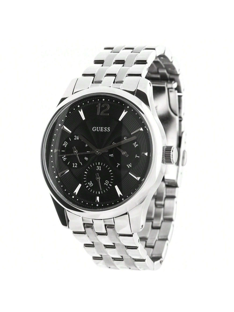 Guess Men's Asset W0474G1 Bracelet Black Dial Quartz Movement Foldover Clasp 43mm Round Watch