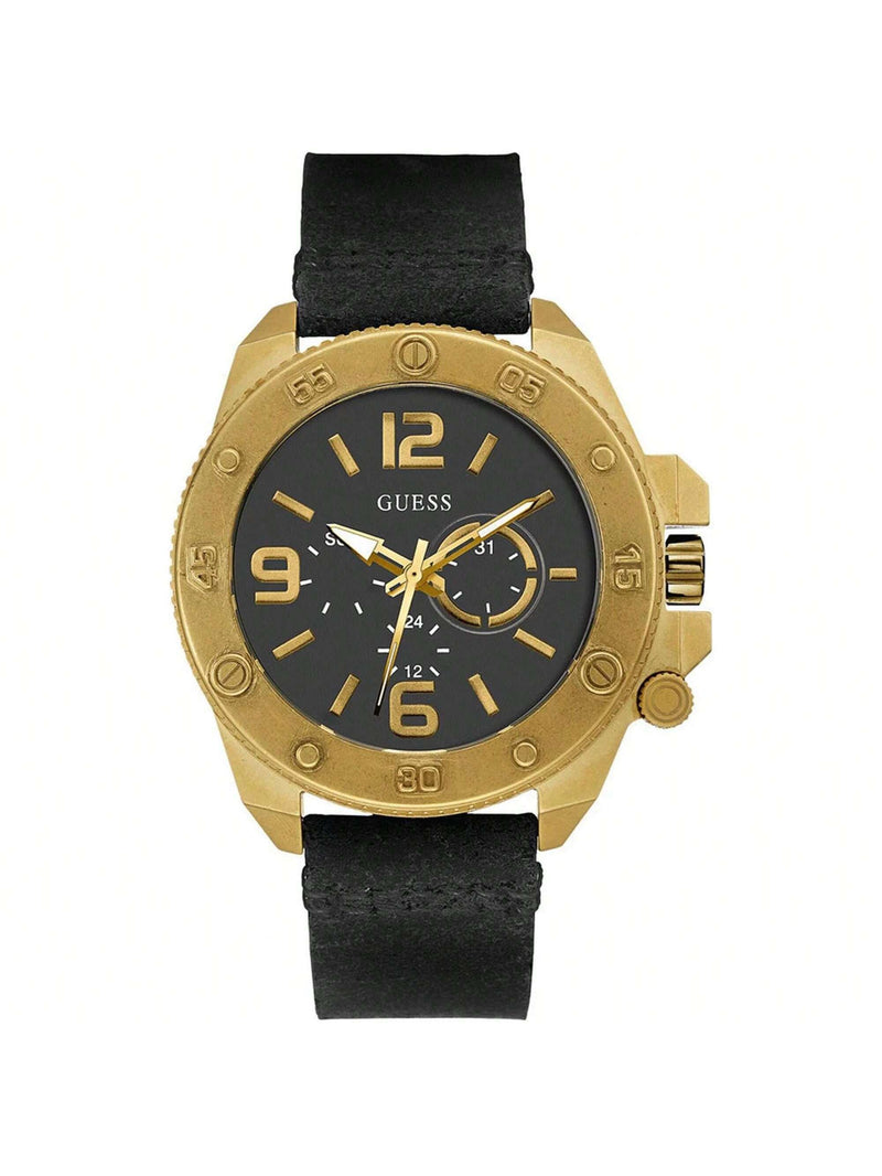 Guess Men's Viper W0659G2 Strap Black Dial Quartz Movement Buckle Clasp 46mm Round Watch