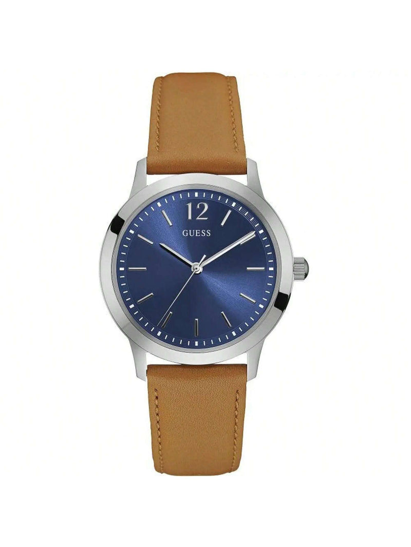 Guess Men's Exchange W0922G8 Strap Blue Dial Quartz Movement Buckle Clasp 40mm Round Watch