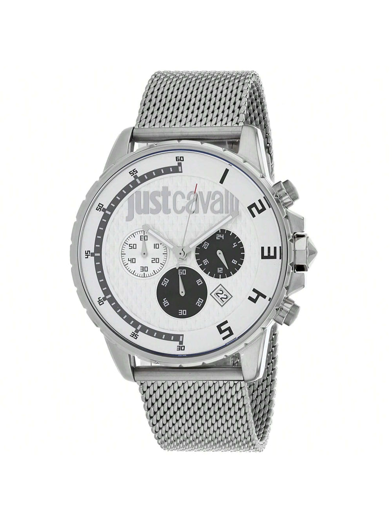 Just Cavalli Men's Sport JC1G063M0255 Bracelet White Dial Quartz Movement Jewelry Clasp 44mm Round Watch