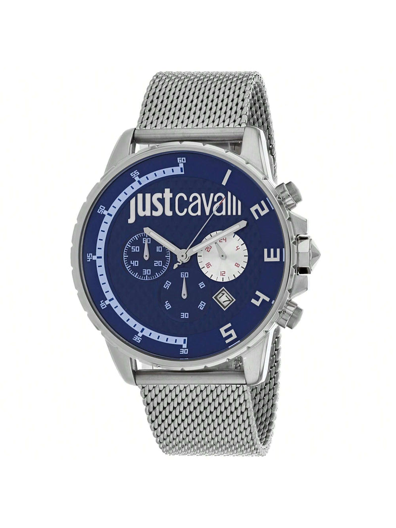 Just Cavalli Men's Sport JC1G063M0275 Bracelet Blue Dial Quartz Movement Jewelry Clasp 44mm Round Watch