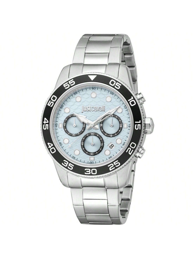 Just Cavalli Men's Young Blue JC1G243M0245 Bracelet Blue Dial Quartz Movement Foldover Clasp 42mm Round Watch