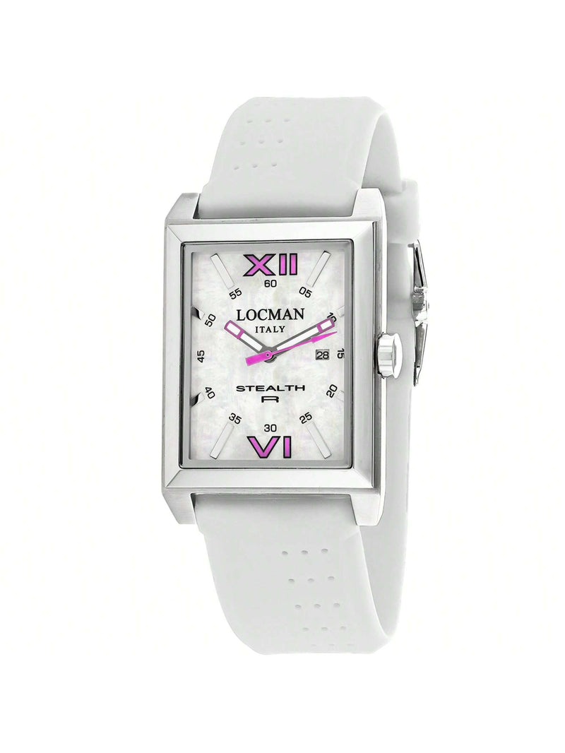 Locman Men's Classic 241MOPFX1WH Strap Mop Dial Quartz Movement Buckle Clasp 44mm Rectangle Watch