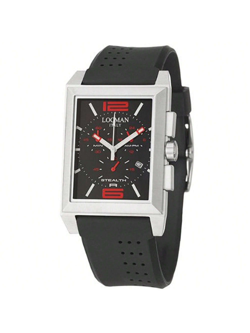Locman Men's Sport 242BKRD1BK Strap Black Dial Quartz Movement Buckle Clasp 50mm Rectangle Watch
