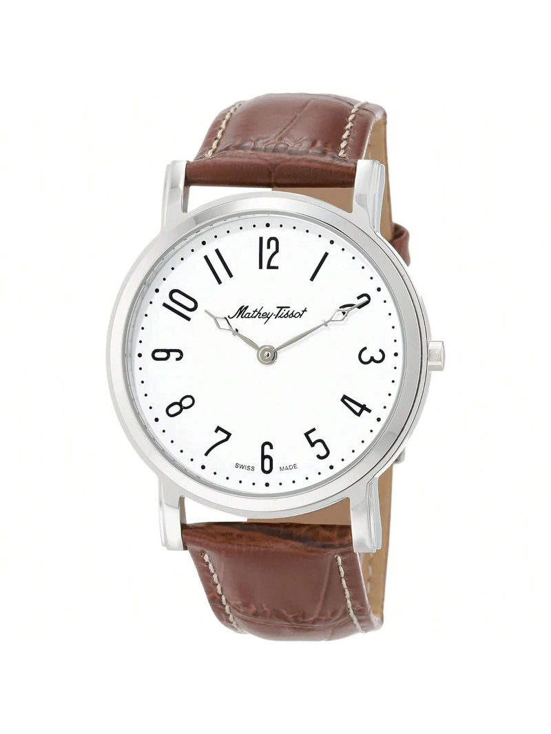 Mathey Tissot Men's City H611252AG Strap White Dial Quartz Movement Buckle Clasp 42mm Round Watch