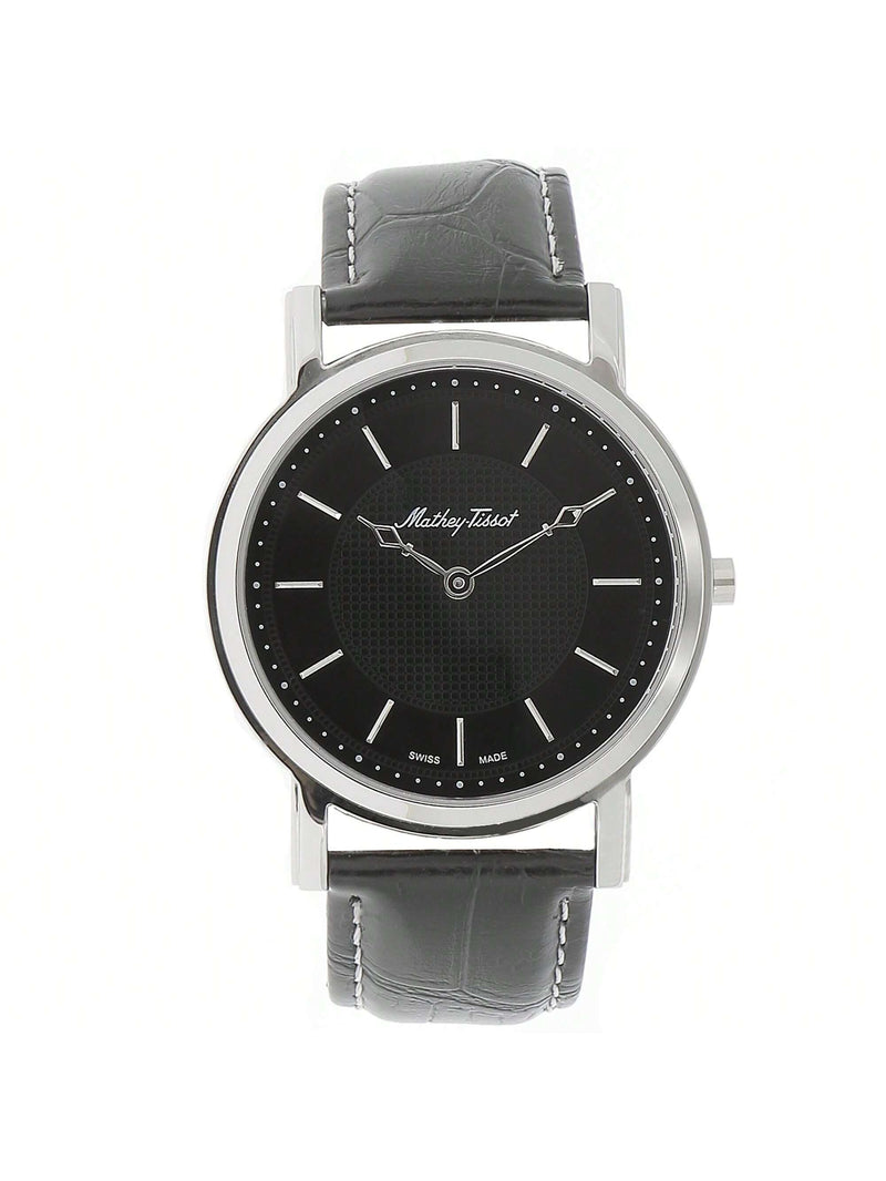 Mathey Tissot Men's City H611252AN Strap Black Dial Quartz Movement Buckle Clasp 42mm Round Watch