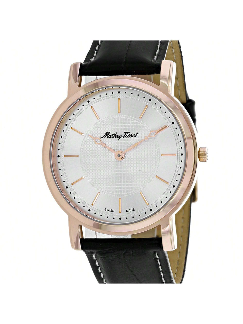 Mathey Tissot Men's City H611252PS Strap Silver Dial Quartz Movement Buckle Clasp 42mm Round Watch
