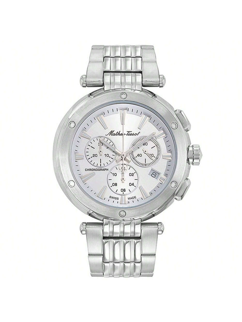Mathey Tissot Men's Neptune Chrono H912CHAI Bracelet Black Dial Quartz Movement Deployment Clasp 42mm Round Watch