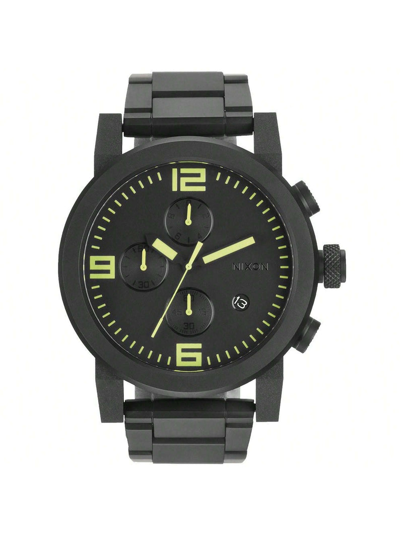 Nixon Men's The Ride SS A347-1256 Bracelet Black Dial Quartz Movement Foldover Clasp 49mm Round Watch