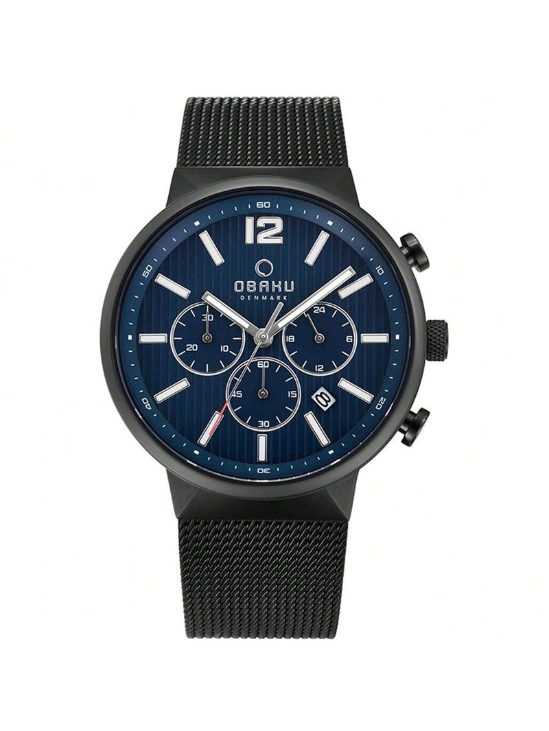 Obaku Men's Classic V180GCBLMB Bracelet Blue Dial Quartz Movement Jewelry Clasp 42mm Round Watch