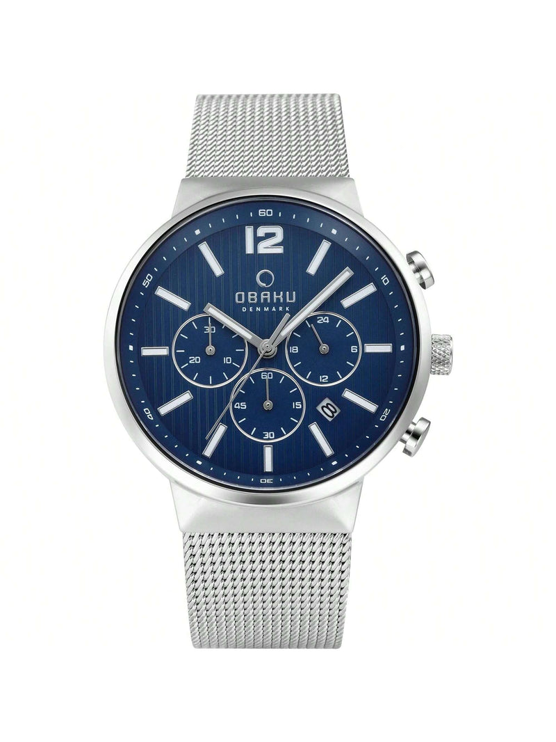Obaku Men's Storm V180GCCLMC Bracelet Blue Dial Quartz Movement Jewelry Clasp 42mm Round Watch