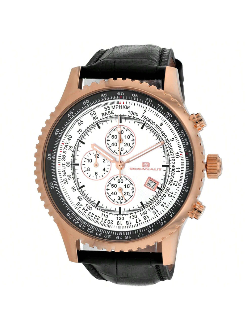 Oceanaut Men's Actuator OC0317 Strap Silver Dial Quartz Movement Buckle Clasp 48mm Round Watch