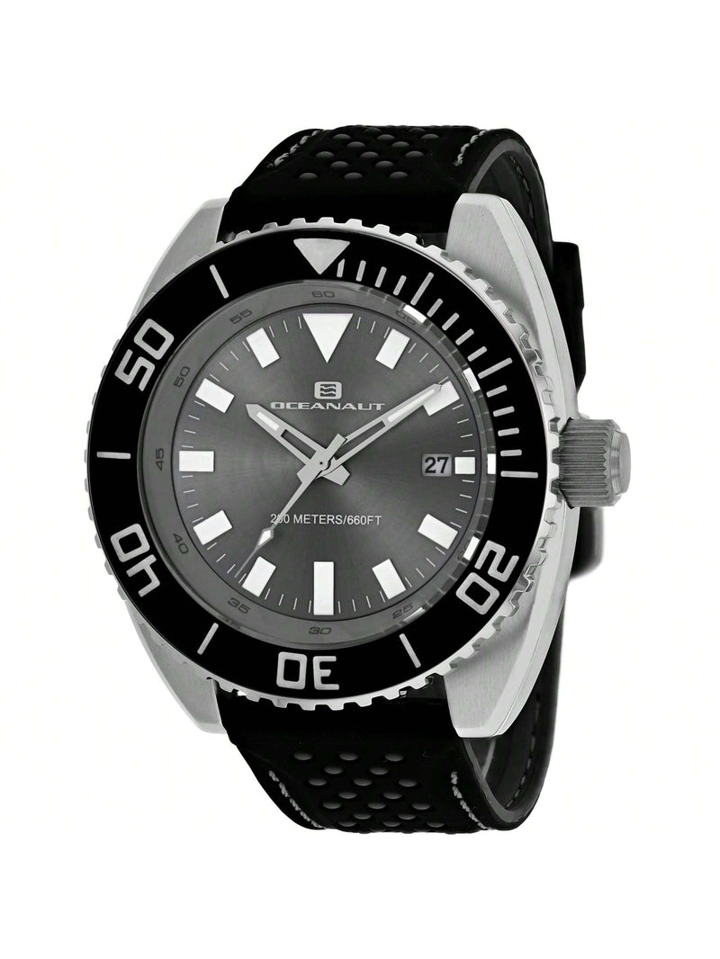 Oceanaut Men's Submersion OC0520 Strap Grey Dial Quartz Movement Buckle Clasp 45mm Round Watch