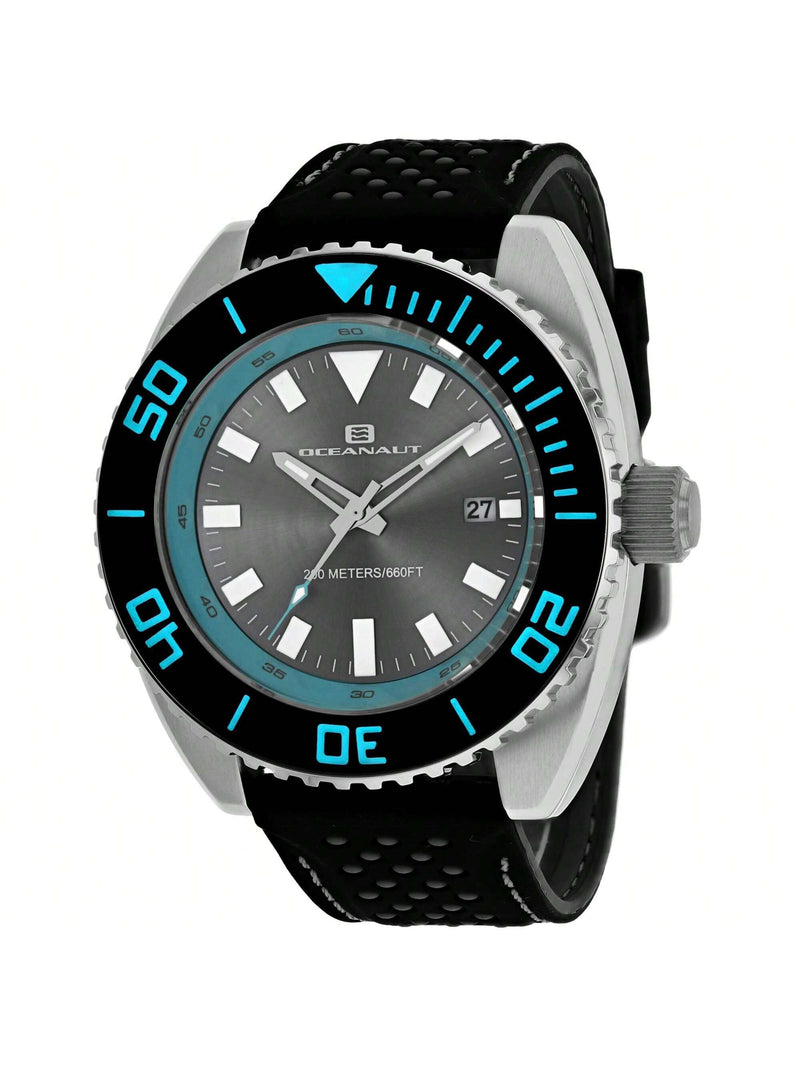 Oceanaut Men's Submersion OC0521 Strap Grey Dial Quartz Movement Buckle Clasp 45mm Round Watch