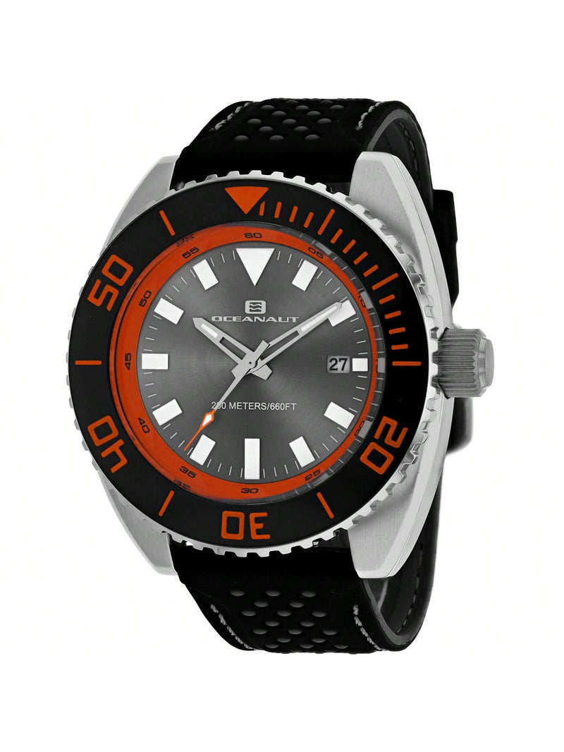 Oceanaut Men's Submersion OC0522 Strap Grey Dial Quartz Movement Buckle Clasp 45mm Round Watch