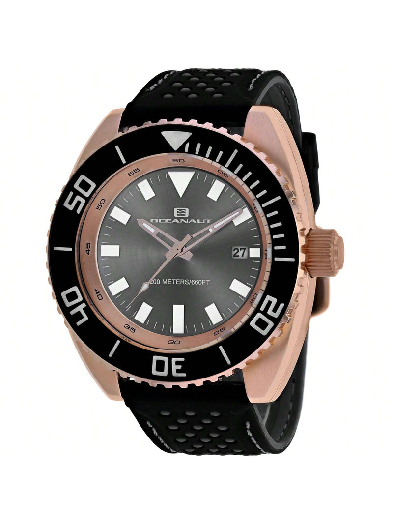 Oceanaut Men's Submersion OC0524 Strap Grey Dial Quartz Movement Buckle Clasp 45mm Round Watch