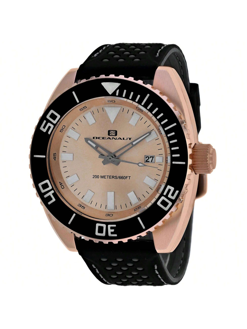 Oceanaut Men's Submersion OC0525 Strap Rose Gold Dial Quartz Movement Buckle Clasp 45mm Round Watch