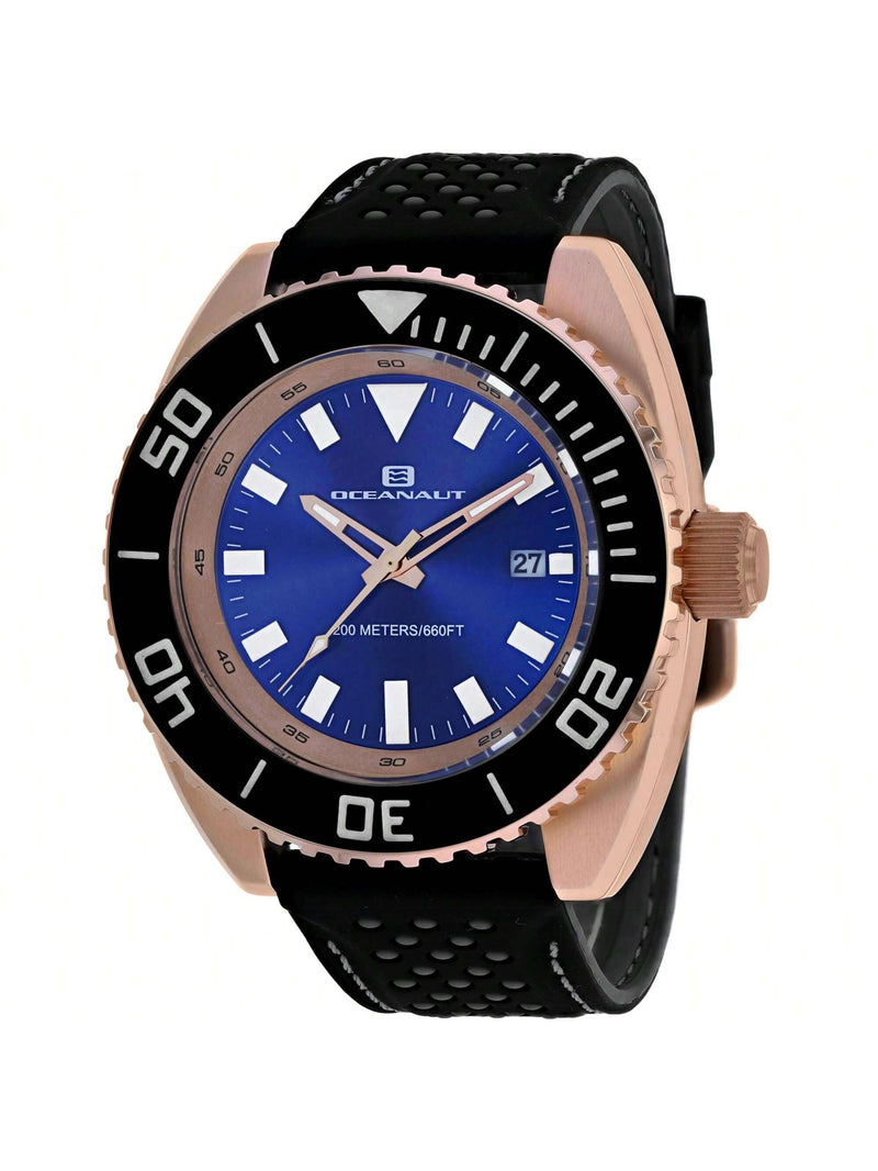 Oceanaut Men's Submersion OC0526 Strap Blue Dial Quartz Movement Buckle Clasp 45mm Round Watch