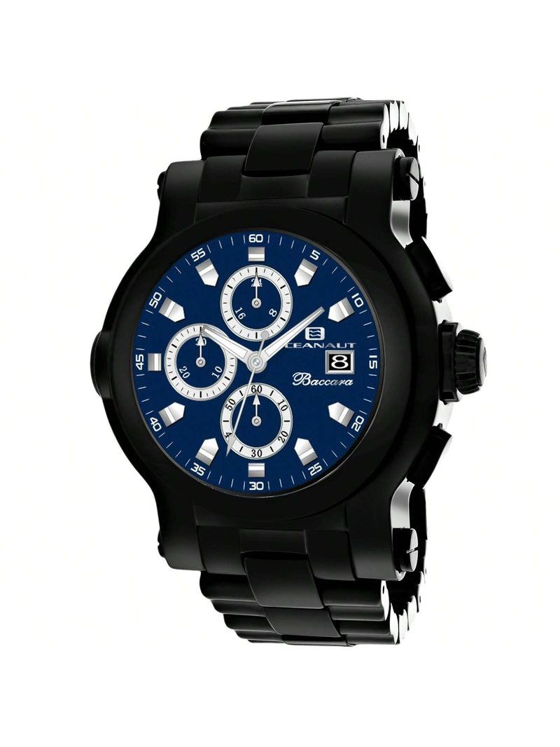 Oceanaut Men's Baccara XL OC0829 Bracelet Blue Dial Quartz Movement Deployment Clasp 50mm Round Watch