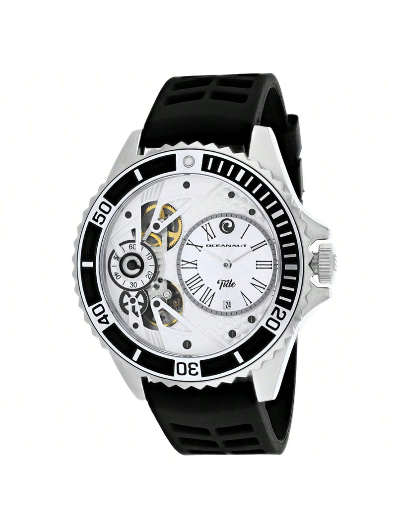 Oceanaut Men's Tide OC0990 Strap Silver Dial Quartz Movement Buckle Clasp 48mm Round Watch