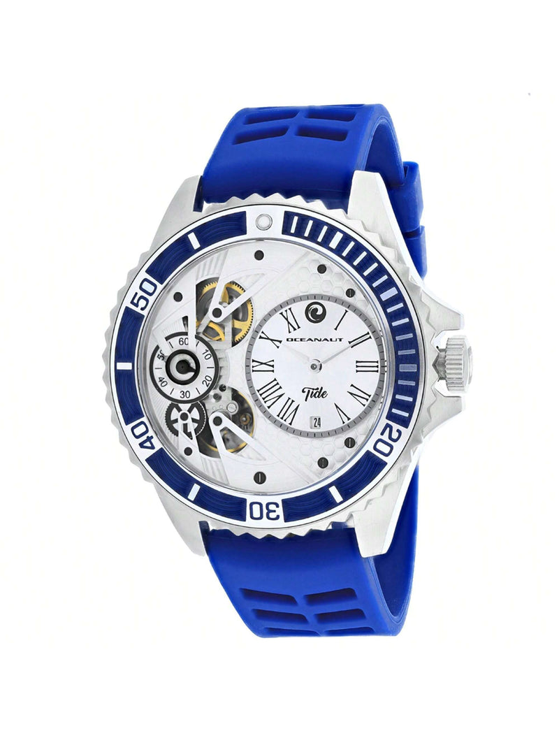 Oceanaut Men's Tide OC0992 Strap Silver Dial Quartz Movement Buckle Clasp 48mm Round Watch
