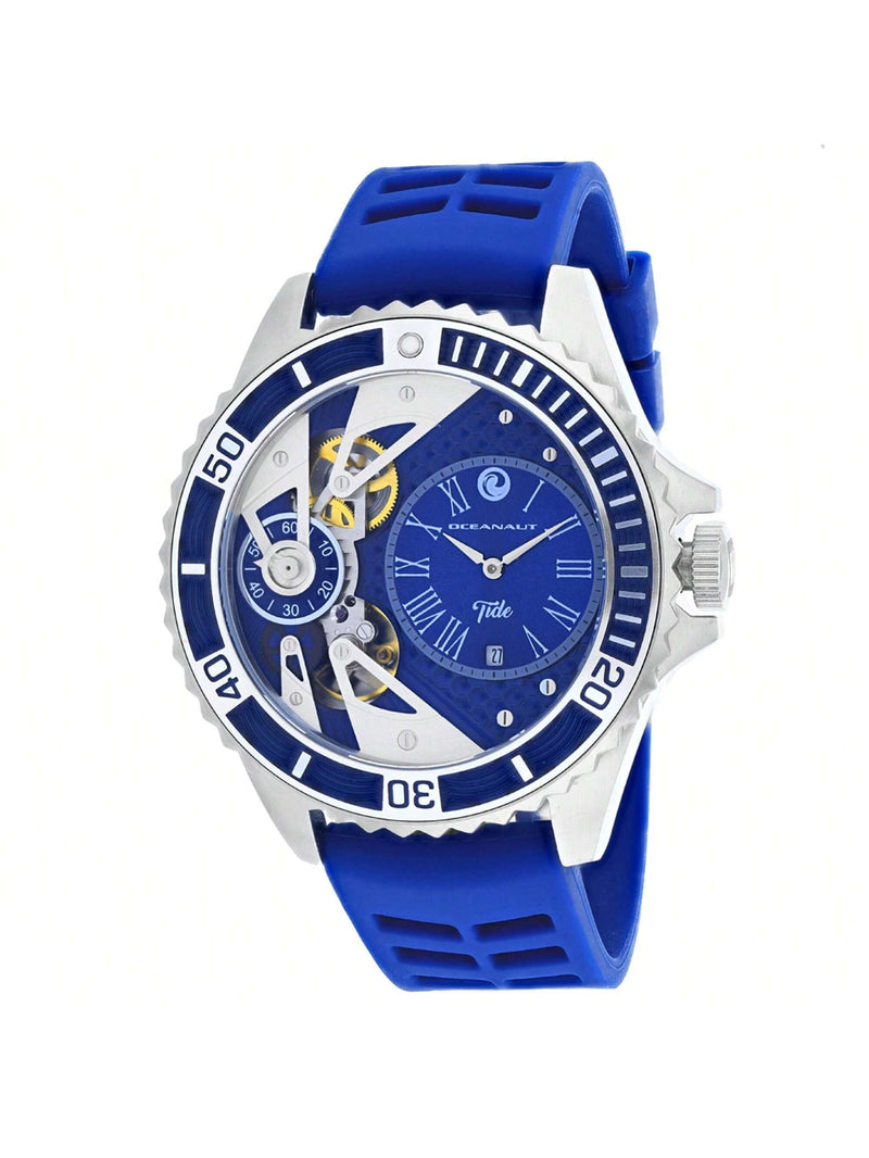 Oceanaut Men's Tide OC0994 Strap Blue Dial Quartz Movement Buckle Clasp 48mm Round Watch