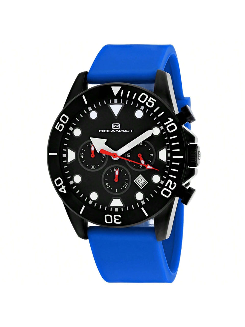 Oceanaut Men's Naval OC1313 Strap Black Dial Quartz Movement Buckle Clasp 47mm Round Watch