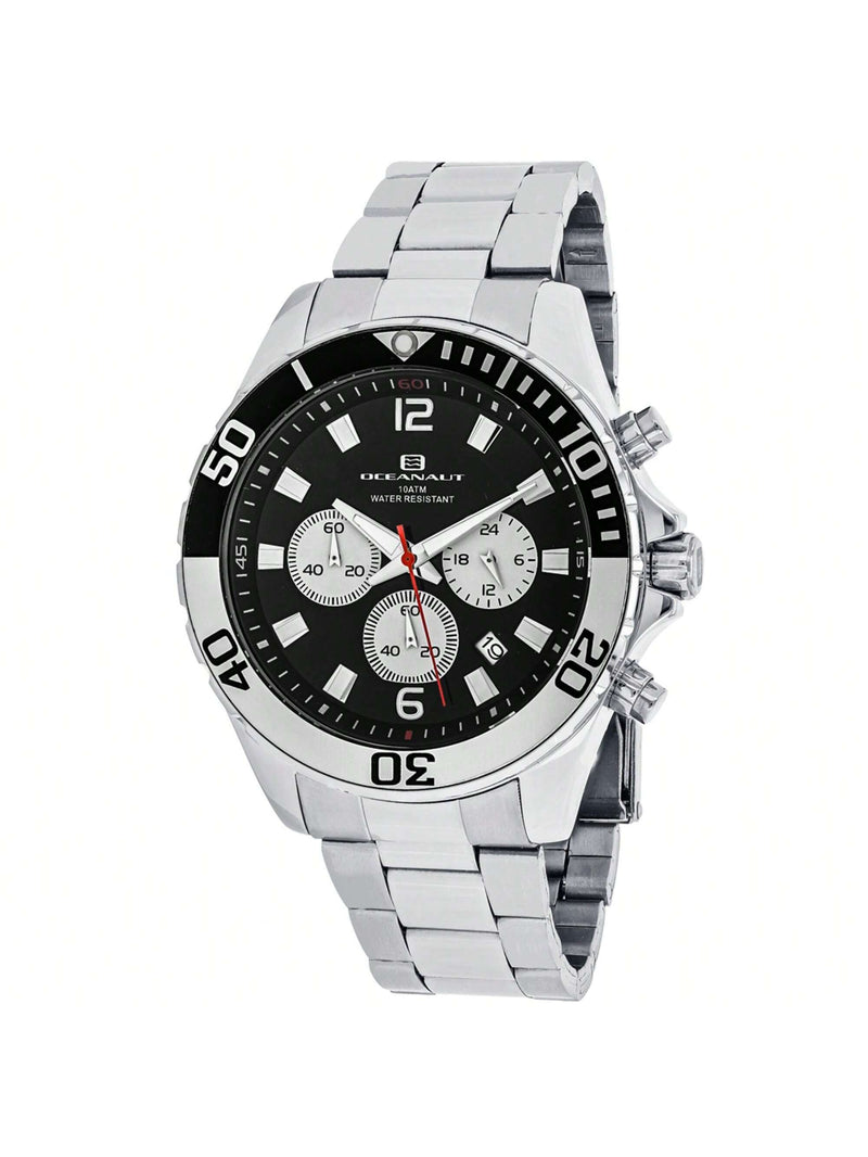 Oceanaut Men's Sevilla OC2524 Bracelet Black Dial Quartz Movement Fold over Clasp 45mm Round Watch