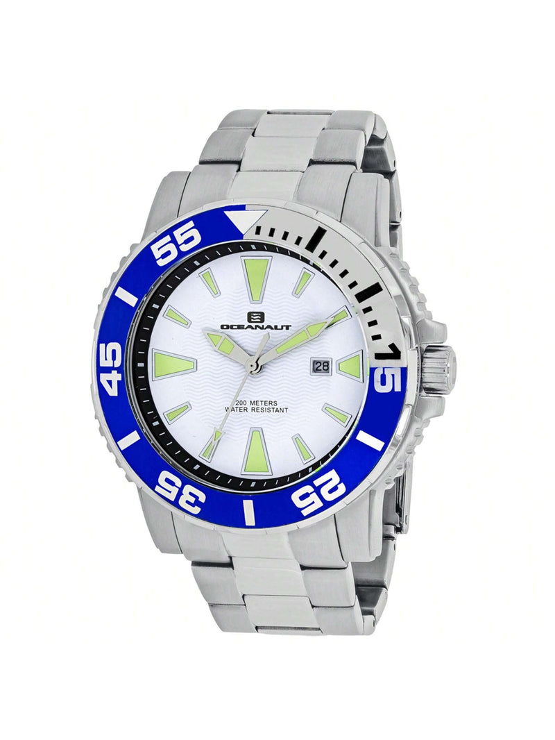 Oceanaut Men's Marletta OC2912 Bracelet White Dial Quartz Movement Fold over Clasp 48mm Round Watch