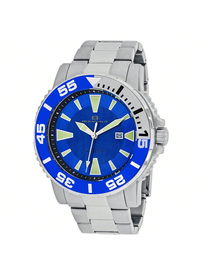 Oceanaut Men's Marletta OC2913 Bracelet Blue Dial Quartz Movement Fold over Clasp 48mm Round Watch