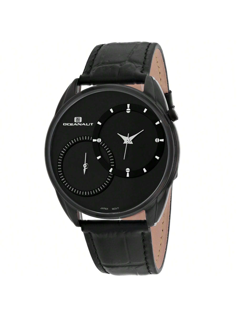 Oceanaut Men's Sentinel OC3350 Strap Black Dial Quartz Movement Buckle Clasp 41mm Round Watch