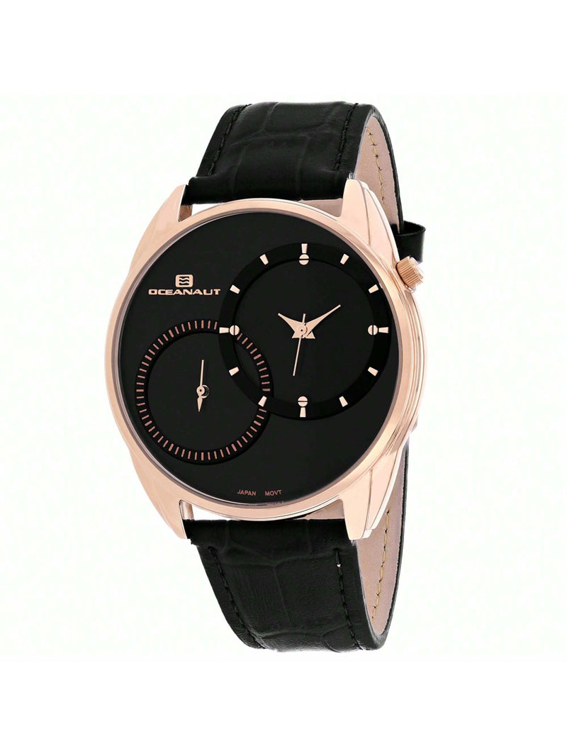 Oceanaut Men's Sentinel OC3353 Strap Black Dial Quartz Movement Buckle Clasp 41mm Round Watch