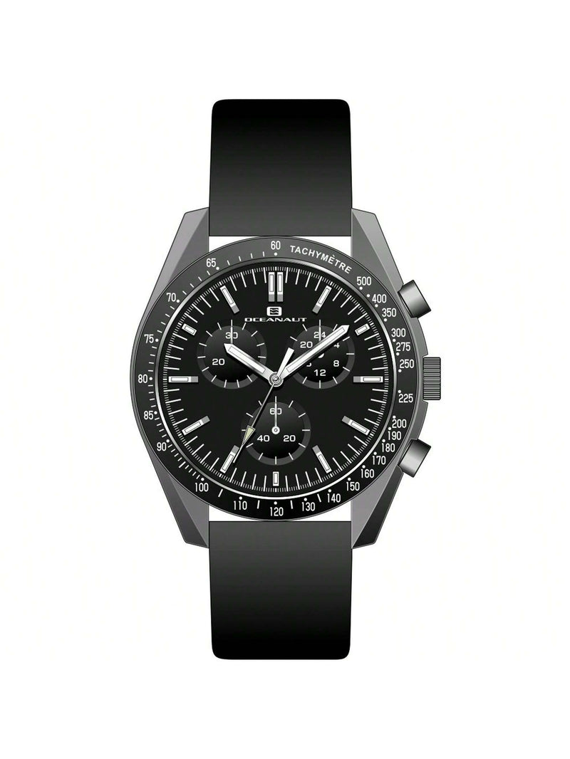 Oceanaut Men's Orbit OC7580 Strap Black Dial Quartz Movement Buckle Clasp 40mm Round Watch
