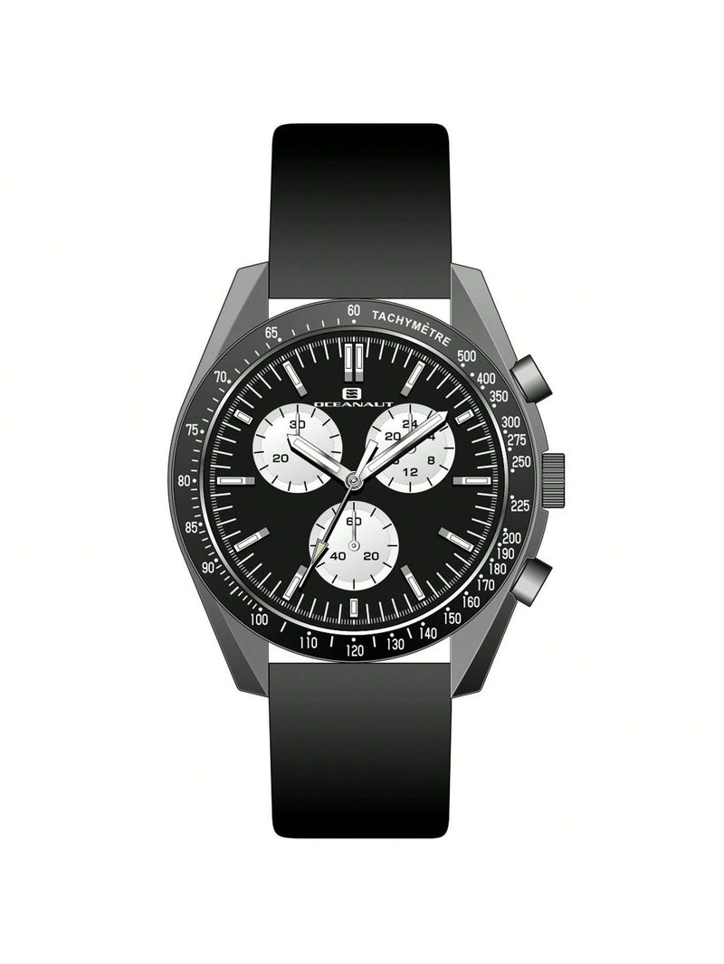Oceanaut Men's Orbit OC7581 Strap Black Dial Quartz Movement Buckle Clasp 40mm Round Watch