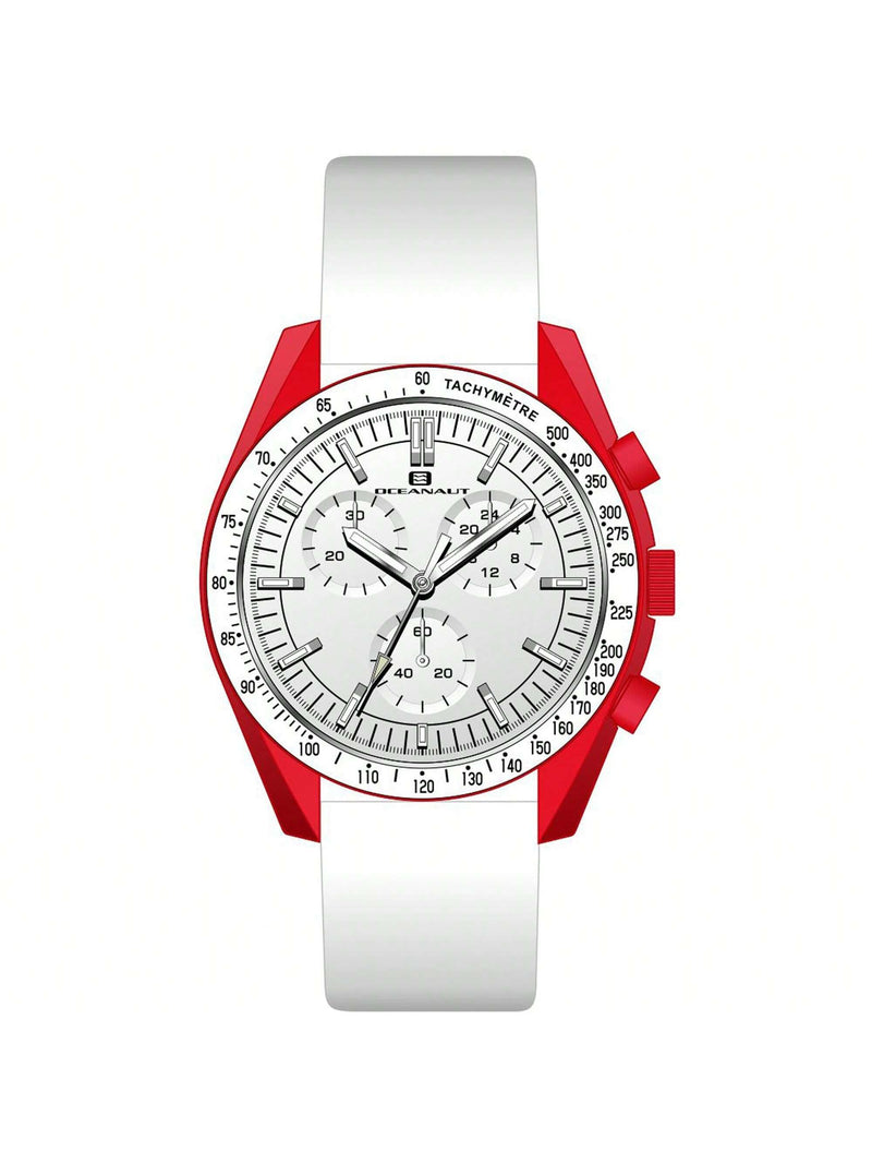 Oceanaut Men's Orbit OC7586 Strap White Dial Quartz Movement Buckle Clasp 40mm Round Watch