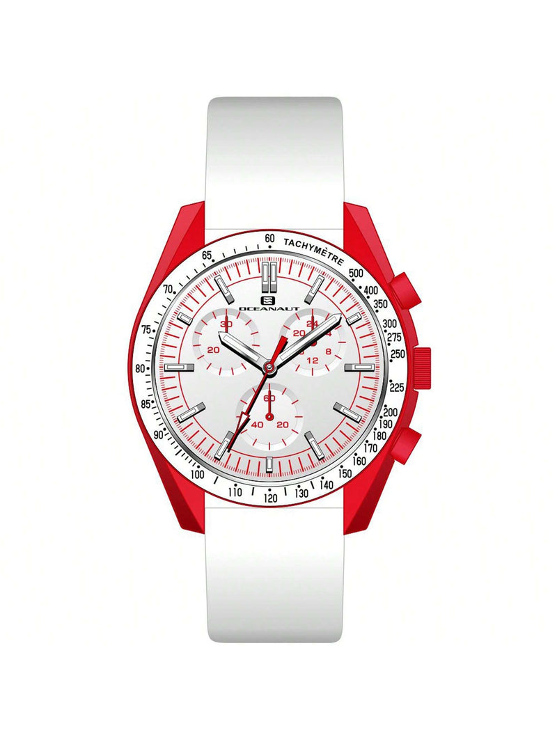 Oceanaut Men's Orbit OC7587 Strap White Dial Quartz Movement Buckle Clasp 40mm Round Watch