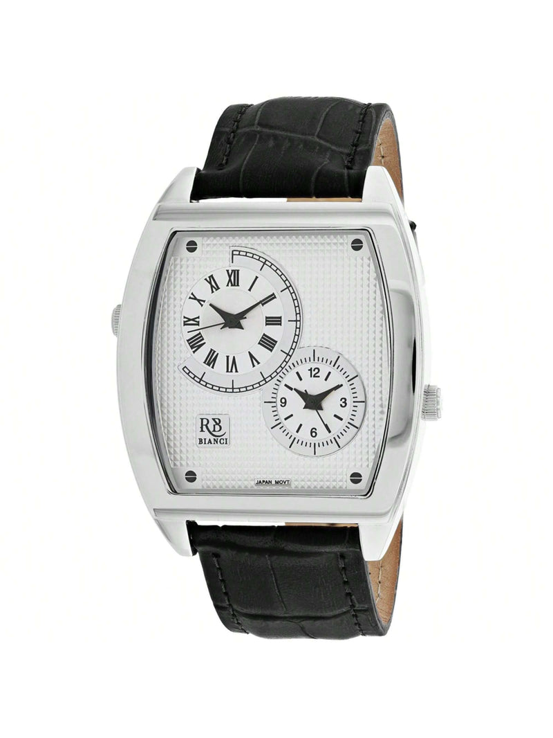 Roberto Bianci Men's Benzo RB0740 Strap Silver Dial Quartz Movement Buckle Clasp 53mm Rectangle Watch