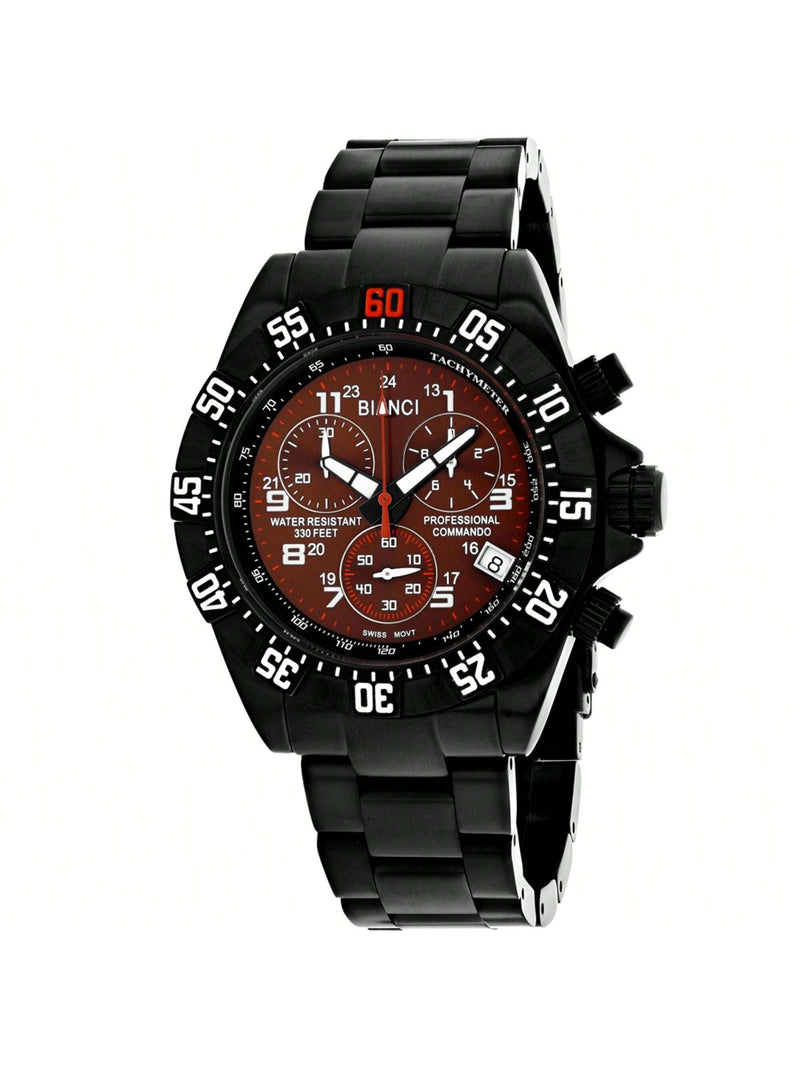 Roberto Bianci Men's Fontana RB18765 Bracelet Brown Dial Quartz Movement Fold over Clasp 44mm Round Watch