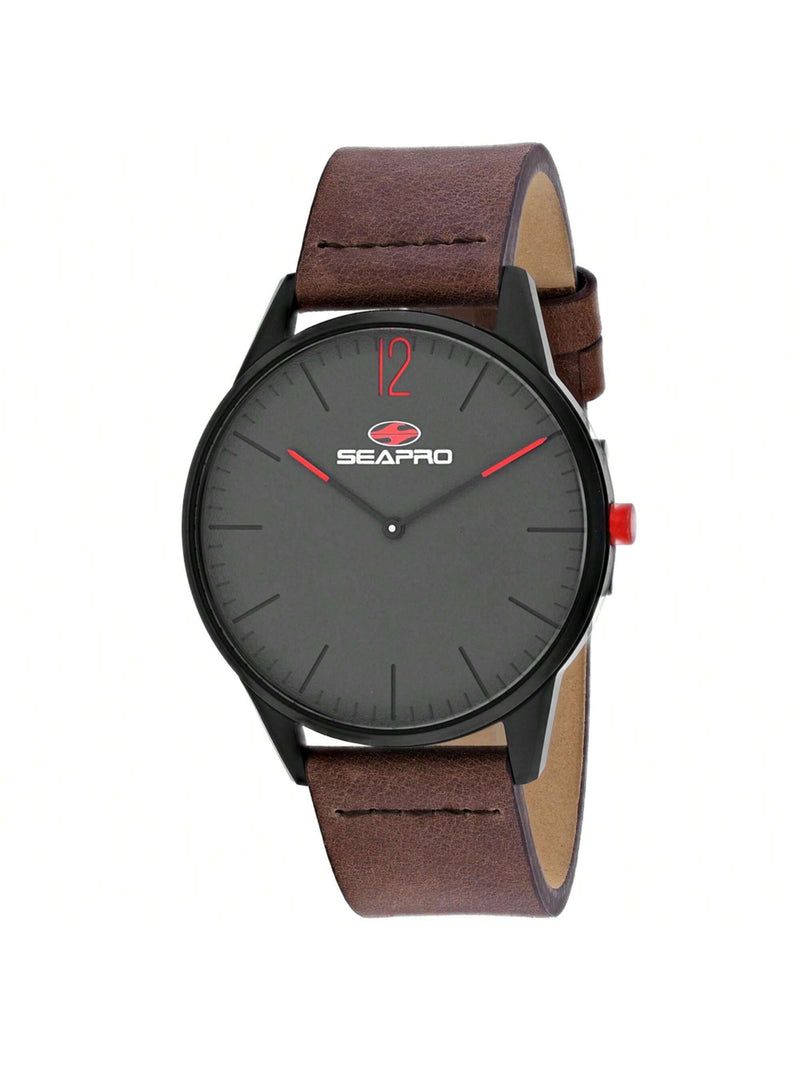 Seapro Men's Black hole SP0101 Strap Black Dial Quartz Movement Buckle Clasp 40mm Round Watch