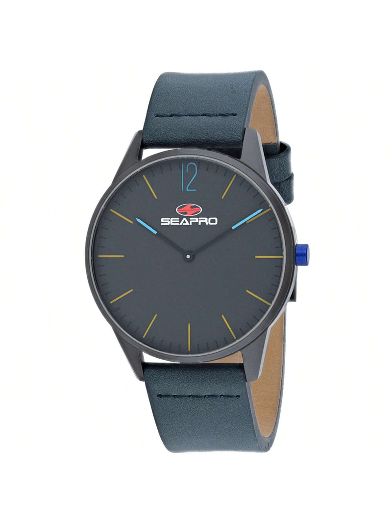 Seapro Men's Black hole SP0103 Strap Black Dial Quartz Movement Buckle Clasp 40mm Round Watch