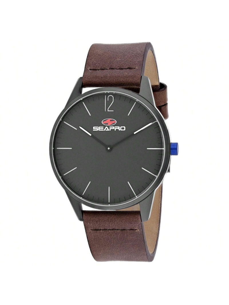 Seapro Men's Black hole SP0104 Strap Black Dial Quartz Movement Buckle Clasp 40mm Round Watch