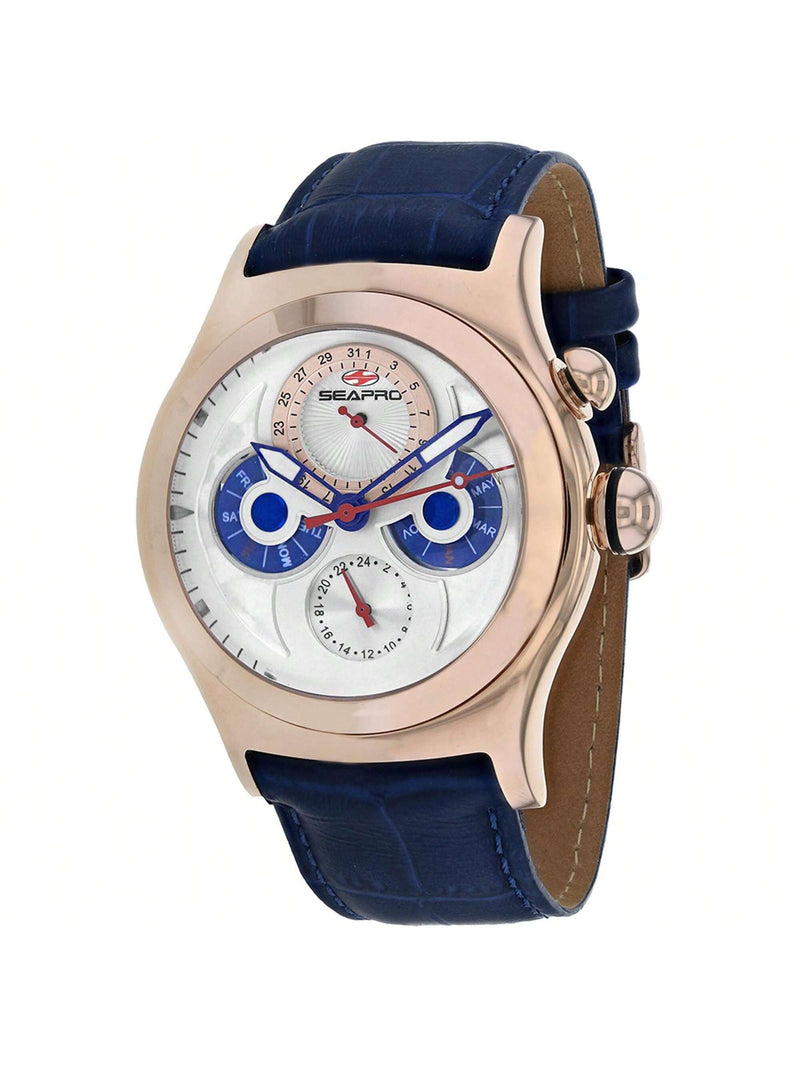 Seapro Men's Chronoscope SP0133 Strap White Dial Quartz Movement Buckle Clasp 40mm Round Watch