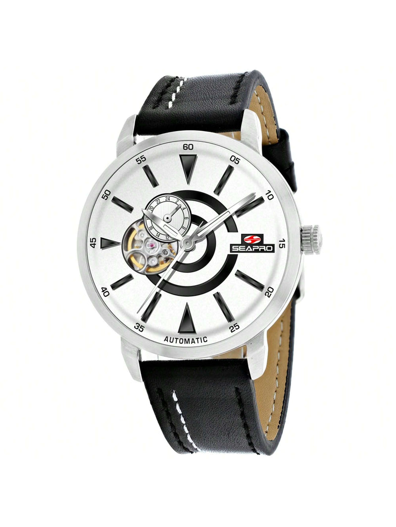 Seapro Men's Elliptic SP0141 Strap White Dial Automatic Movement Buckle Clasp 42mm Round Watch