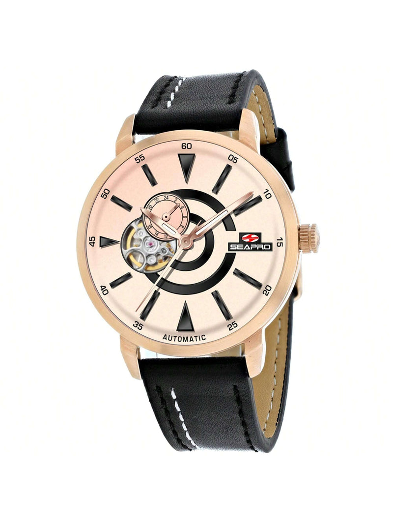 Seapro Men's Elliptic SP0144 Strap Rose Gold Dial Automatic Movement Buckle Clasp 42mm Round Watch