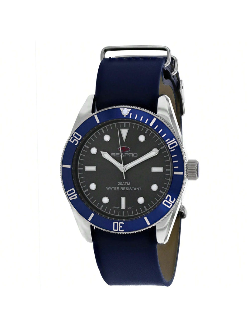 Seapro Men's Revival SP0301 Strap Grey Dial Quartz Movement Buckle Clasp 42mm Square Watch
