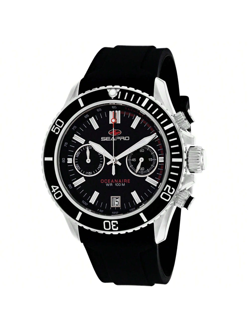 Seapro Men's Thrash SP0330 Strap Black Dial Quartz Movement Buckle Clasp 45mm Round Watch