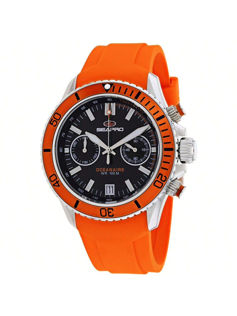 Seapro Men's Thrash SP0331 Strap Black Dial Quartz Movement Buckle Clasp 45mm Round Watch