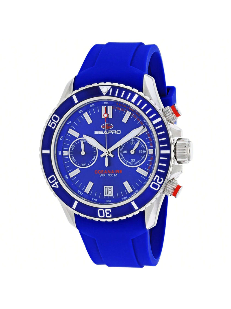 Seapro Men's Thrash SP0332 Strap Blue Dial Quartz Movement Buckle Clasp 45mm Round Watch