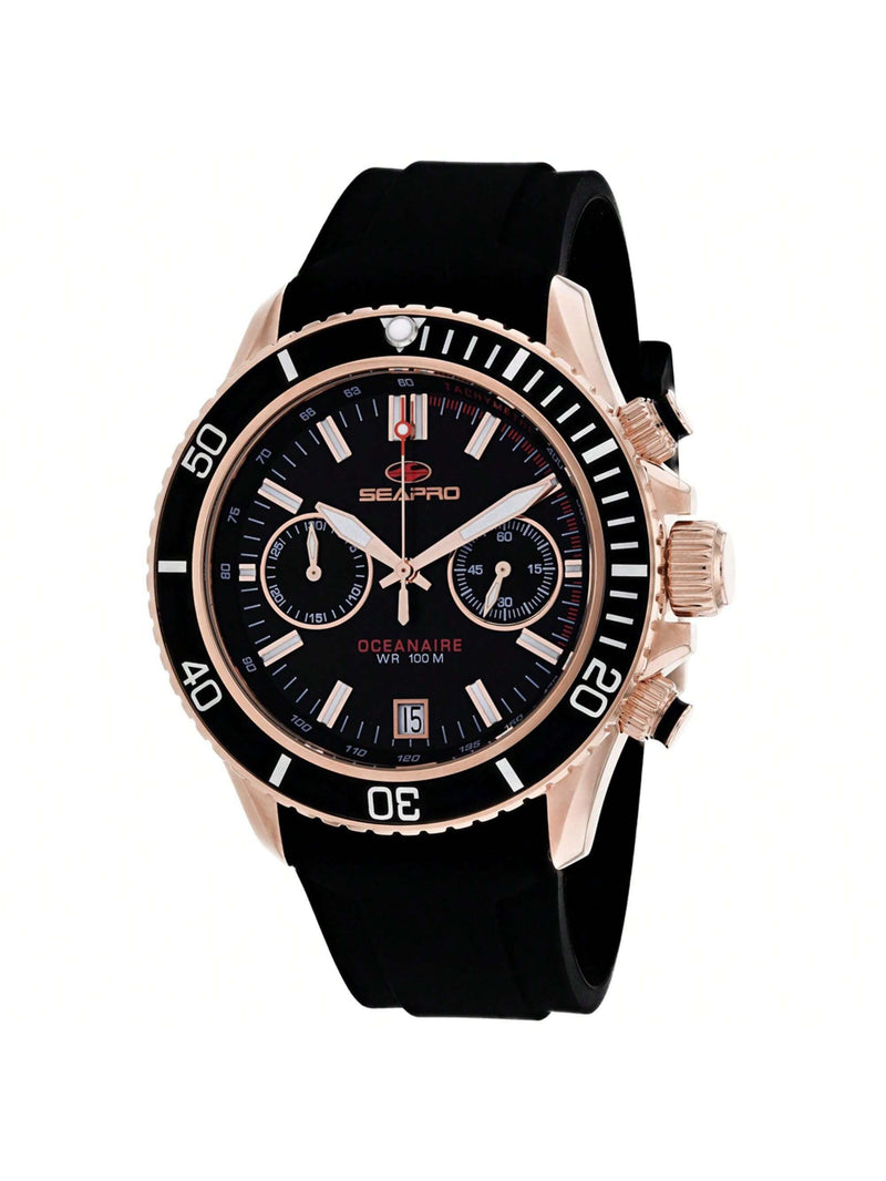 Seapro Men's Thrash SP0333 Strap Black Dial Quartz Movement Buckle Clasp 45mm Round Watch